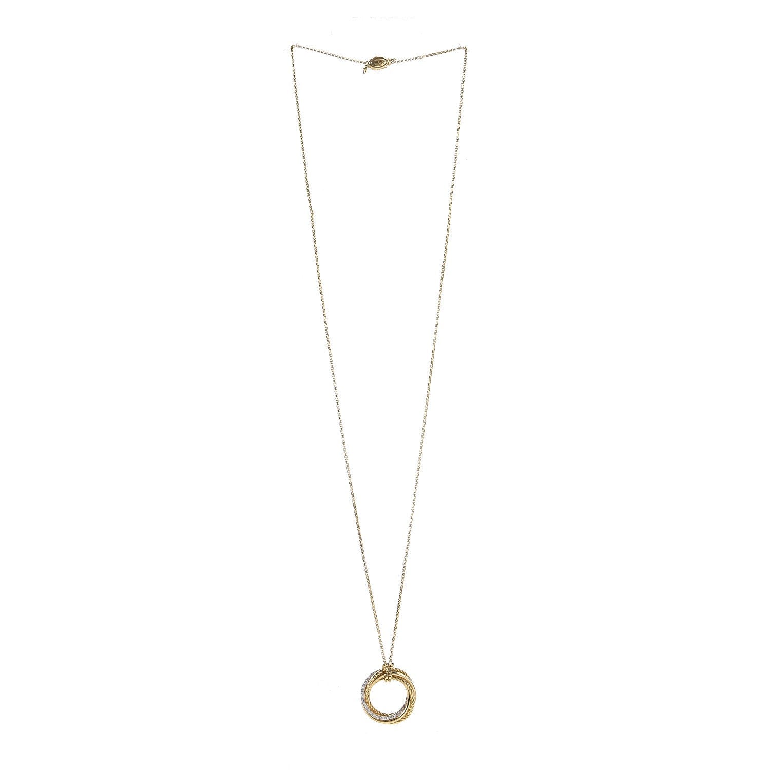 David Yurman 18K Yellow Gold Diamond Crossover Pendant Necklace 8 of 11