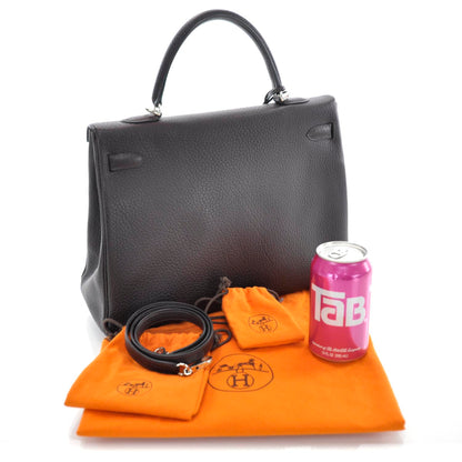 Hermes Togo KELLY 35 Handbag Ebene Palladium Hardware 3 of 11