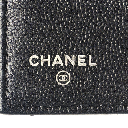 Chanel Caviar Camellia Embossed Compact Wallet Black 6 of 10