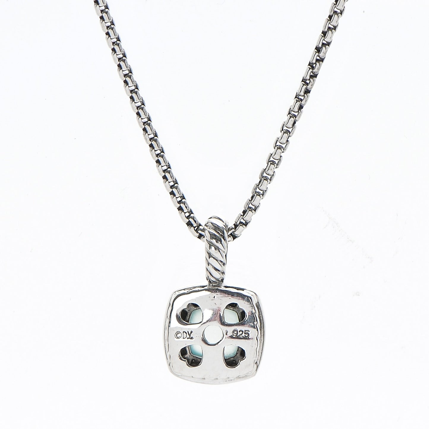 Sterling Silver Diamond Chalcedony 7mm Petite Albion Necklace
