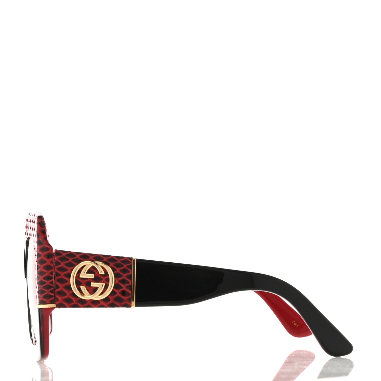 Gucci Snakeskin Acetate Square Sunglasses GG0484S Black Red 3 of 9