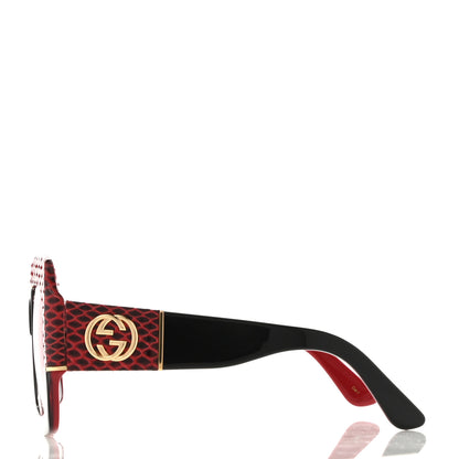 Gucci Snakeskin Acetate Square Sunglasses GG0484S Black Red 3 of 9