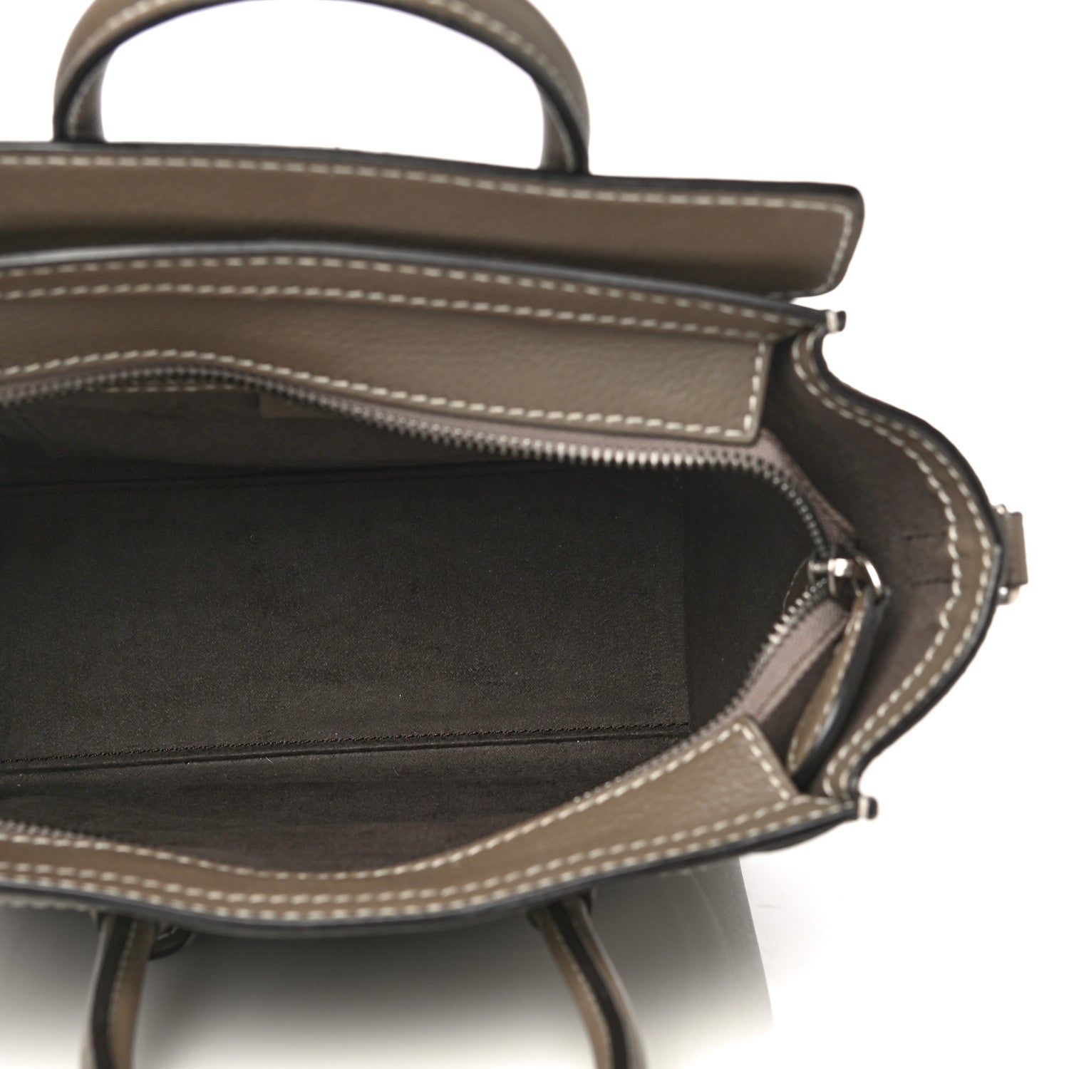 Celine Drummed Calfskin Nano Luggage Souris 4 of 15