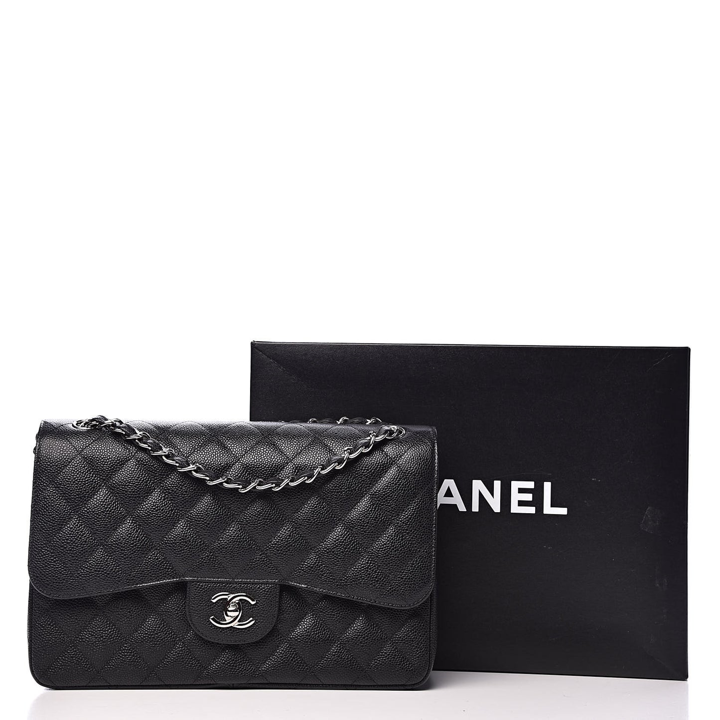 Caviar Quilted Jumbo Double Flap Black