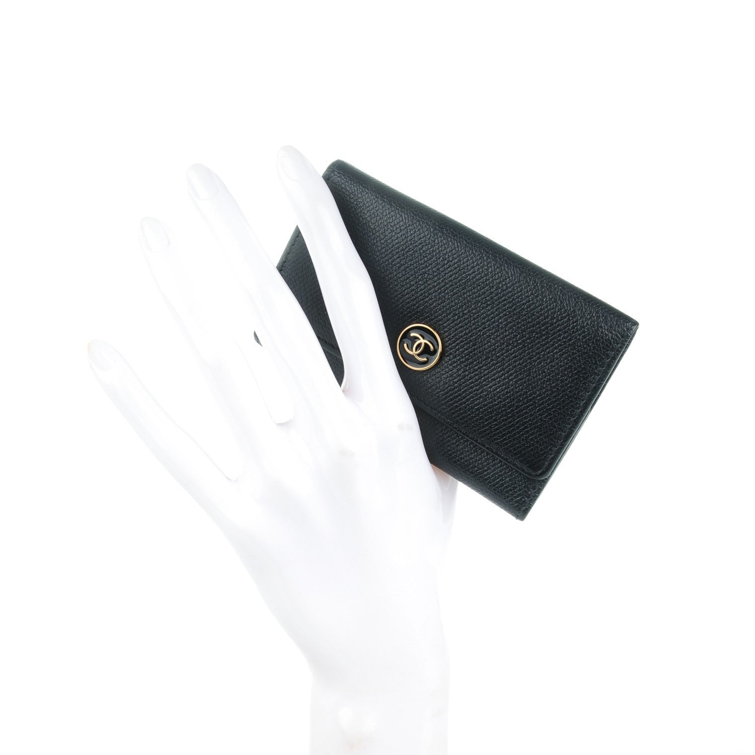 Chanel Grained Calfskin CC Button 6 Key Holder Black 2 of 7