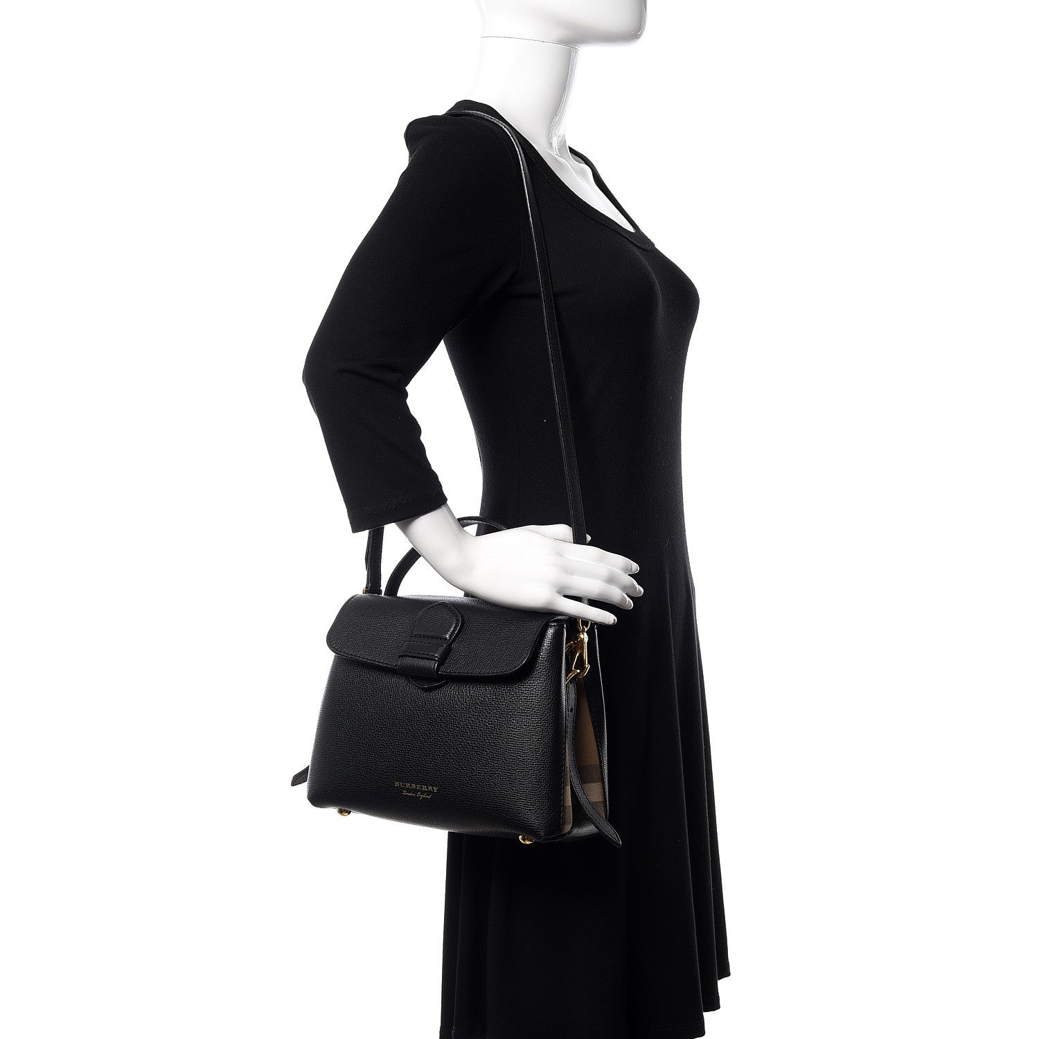 Burberry Derby Calfskin House Check Small Camberley Black 2 of 10