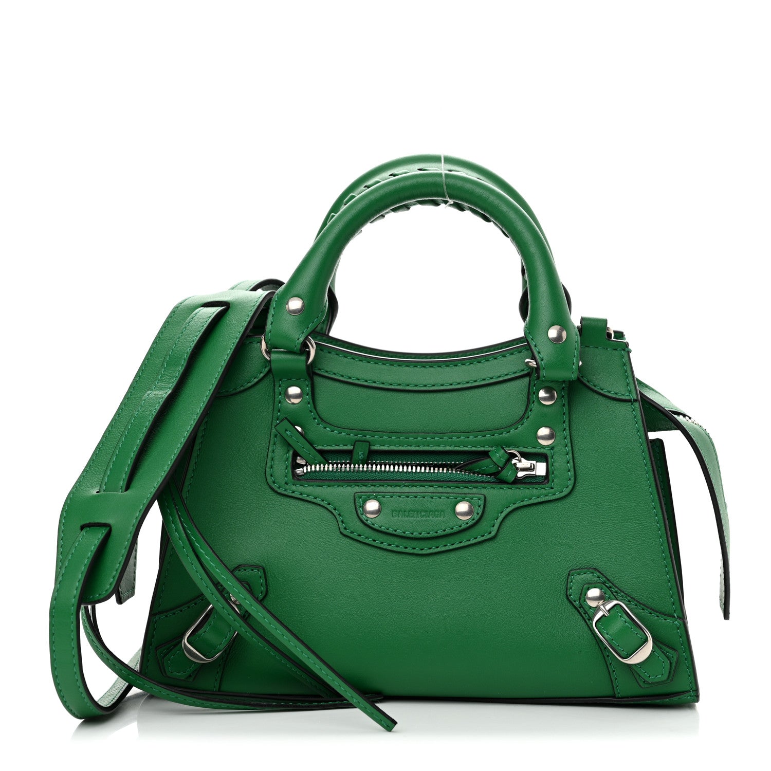 Balenciaga Smooth Calfskin Neo Classic Silver Hardware Mini City Grass Green 1 of 10