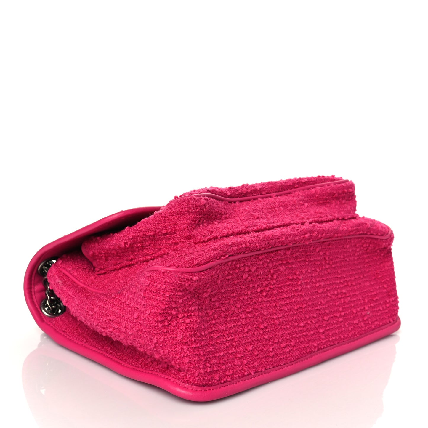 Tweed Calfskin Matelasse Monogram Medium Niki Chain Satchel Magenta