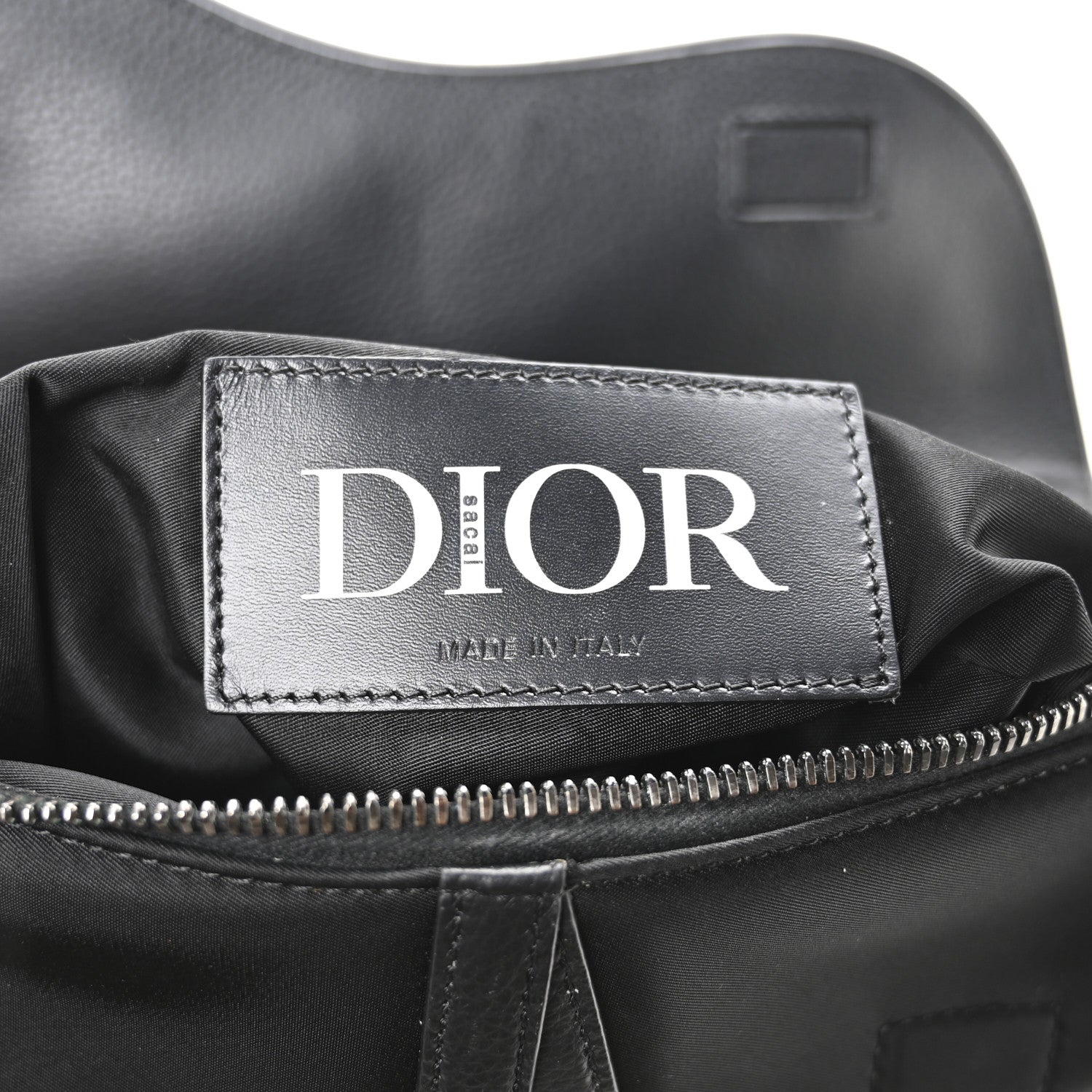 Christian Dior Nylon Grained Calfskin Saddle Bag Black Multicolor 6 of 12