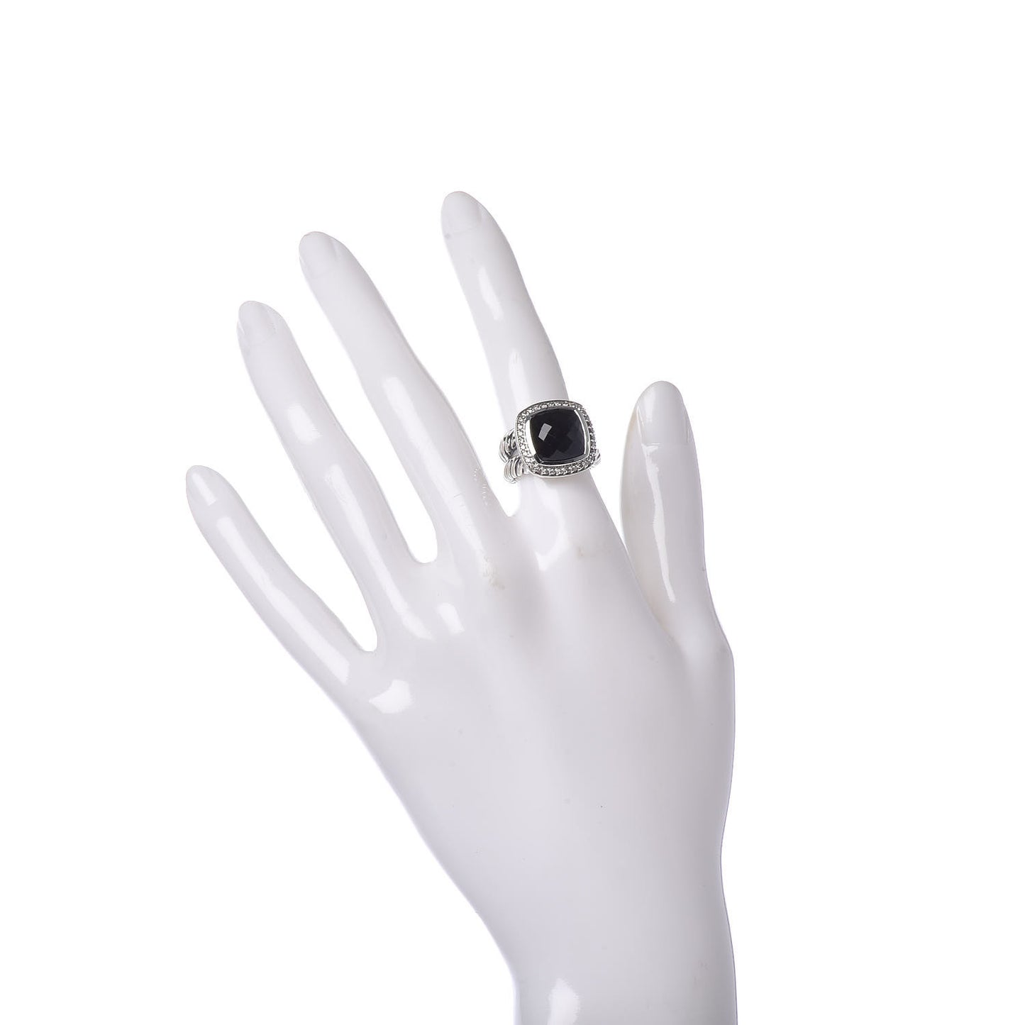 Sterling Silver Diamond Black Onyx 11mm Albion Ring 48 4.5