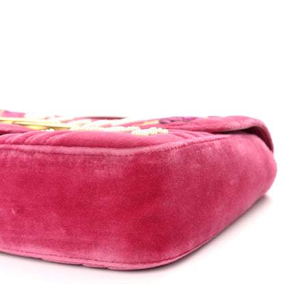 Gucci Velvet Matelasse Blind for Love Embroidered Medium GG Marmont Shoulder Bag Light Raspberry Rose Multicolor 10 of 10