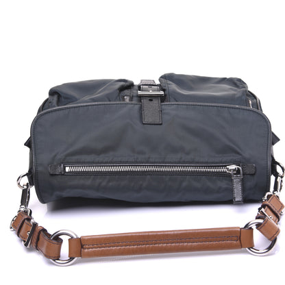 Prada Tessuto Nylon Saffiano Shoulder Bag Dark Green 13 of 18