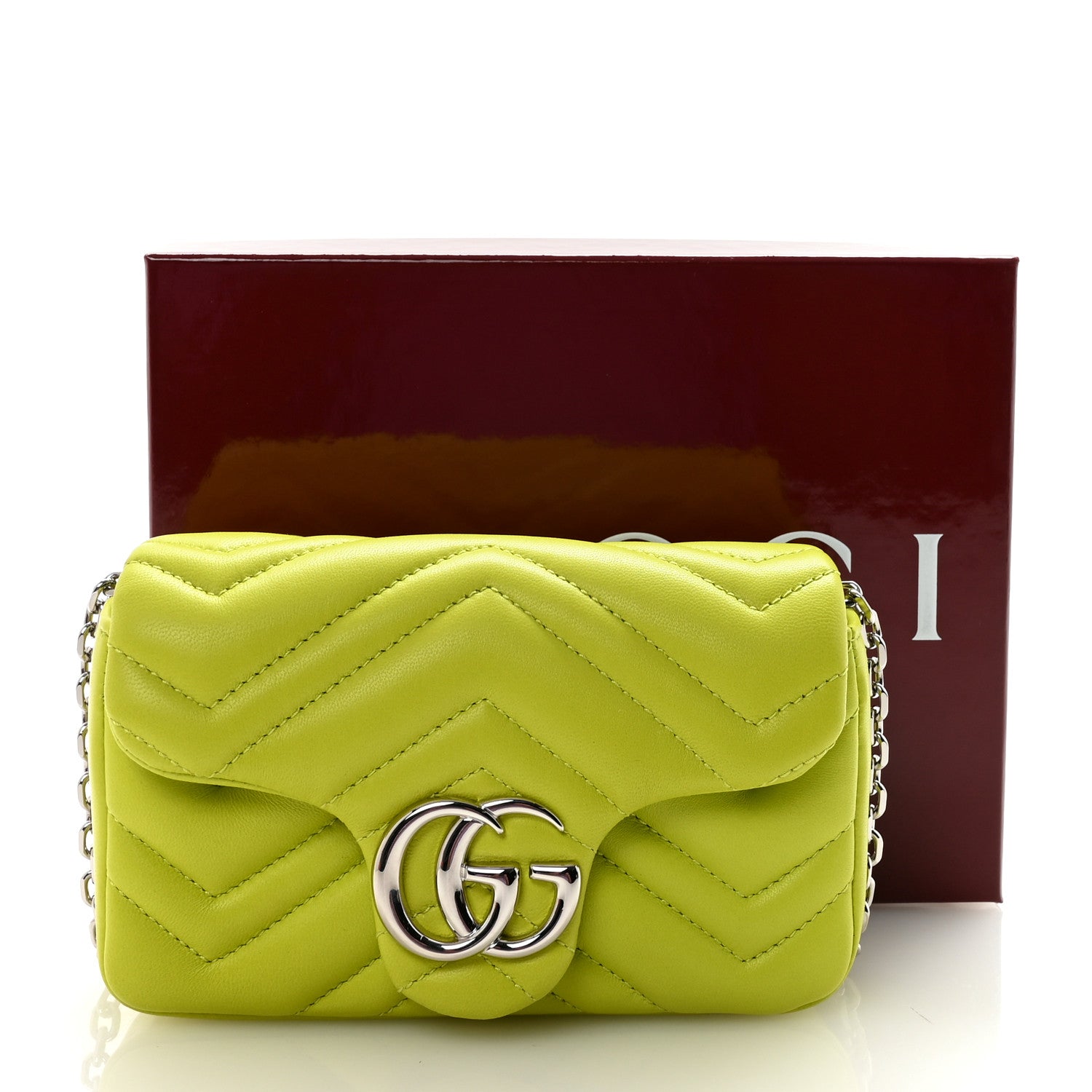 Gucci Lambskin Matelasse Mini GG Marmont Shoulder Bag Bright Green 11 of 11