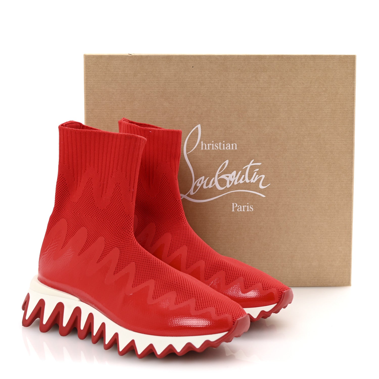 Christian Louboutin Knit Mesh Sharky Sock Sneakers 36 Red 19 of 20
