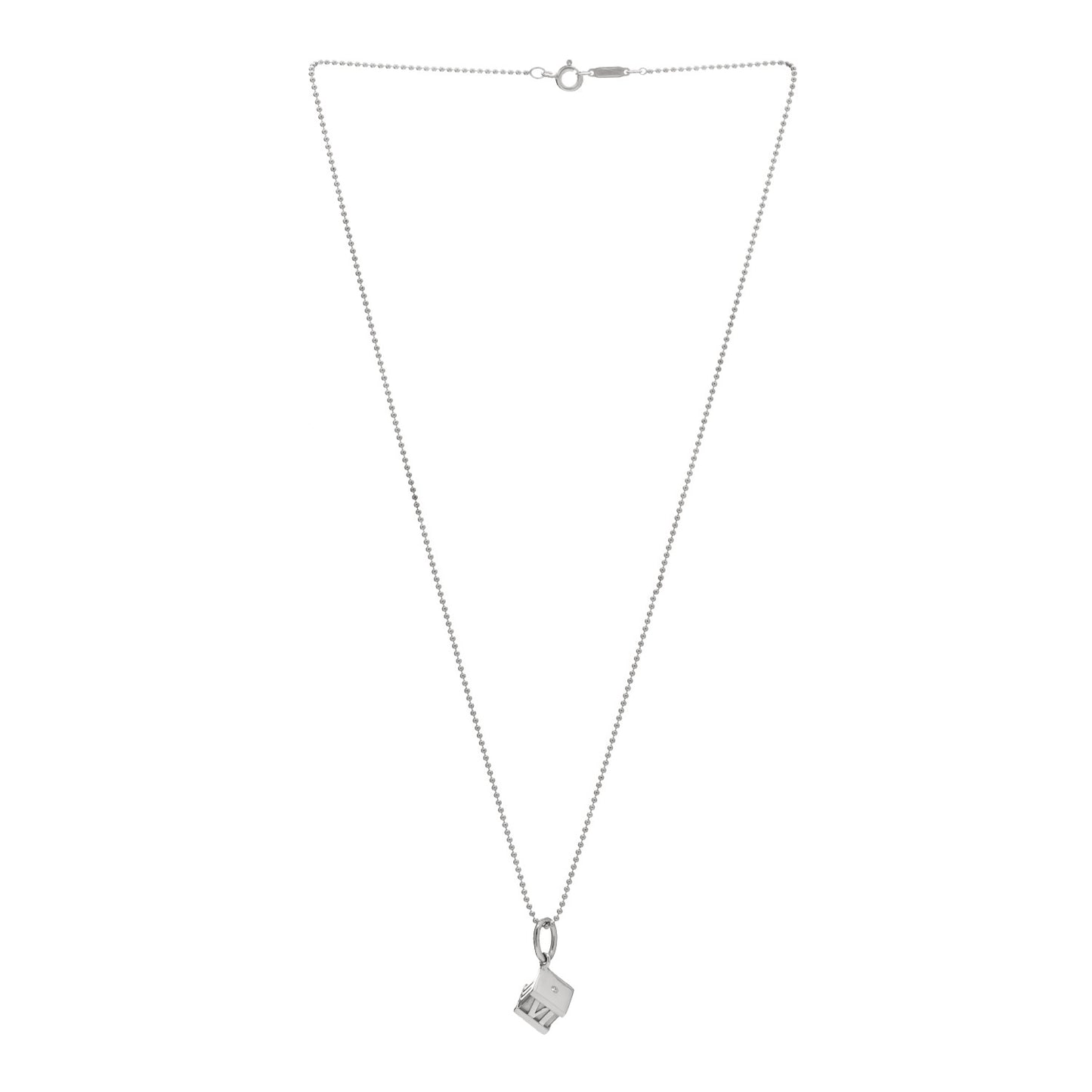 Sterling Silver Diamond Atlas Cube Pendant Necklace