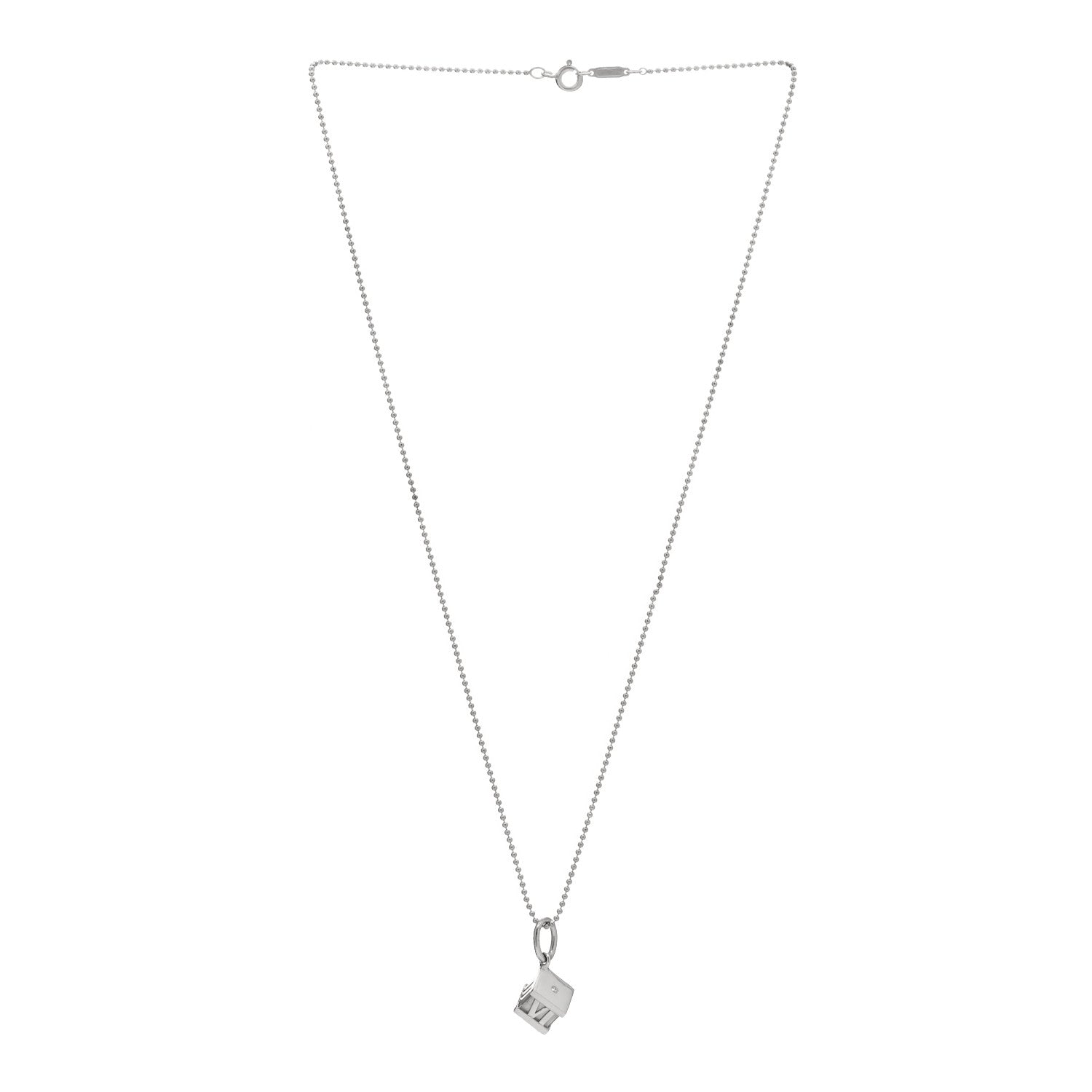Tiffany Sterling Silver Diamond Atlas Cube Pendant Necklace 3 of 5