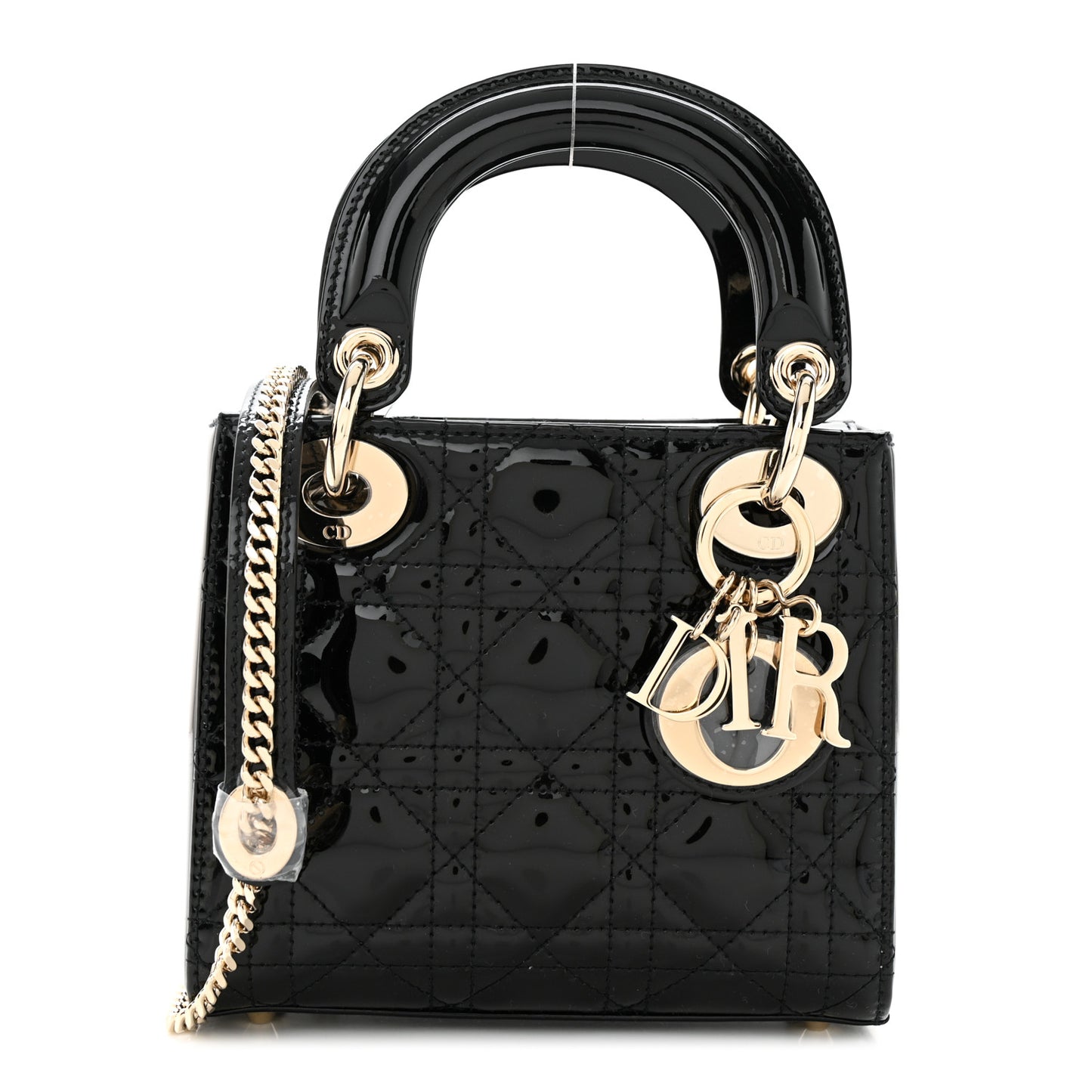 Patent Cannage Mini Lady Dior Black