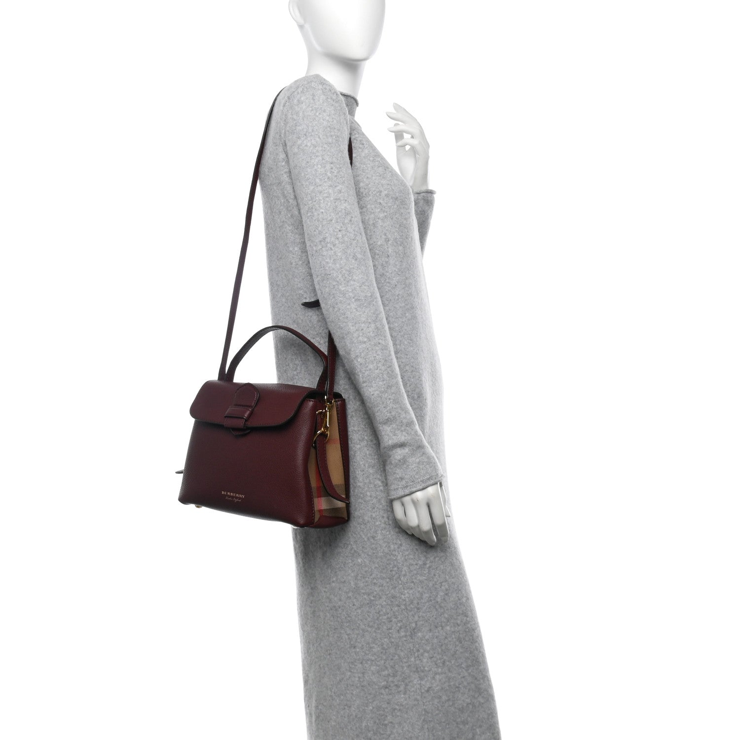 Burberry Derby Calfskin House Check Small Camberley Mahogany Red 2 of 9