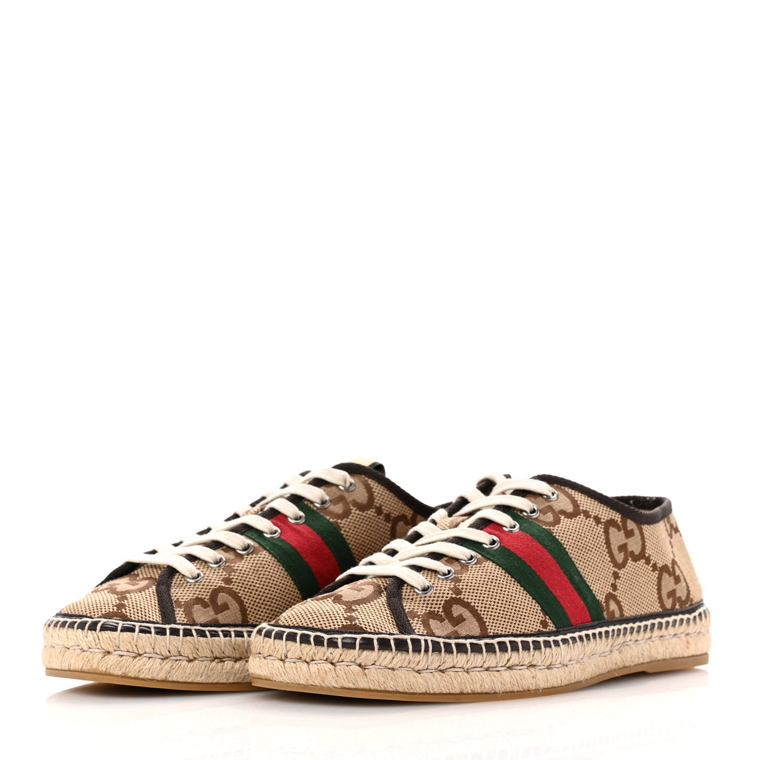 Gucci Monogram Macro GG Web Mens Espadrille Sneakers 8 Camel Ebony Cocoa 4 of 13