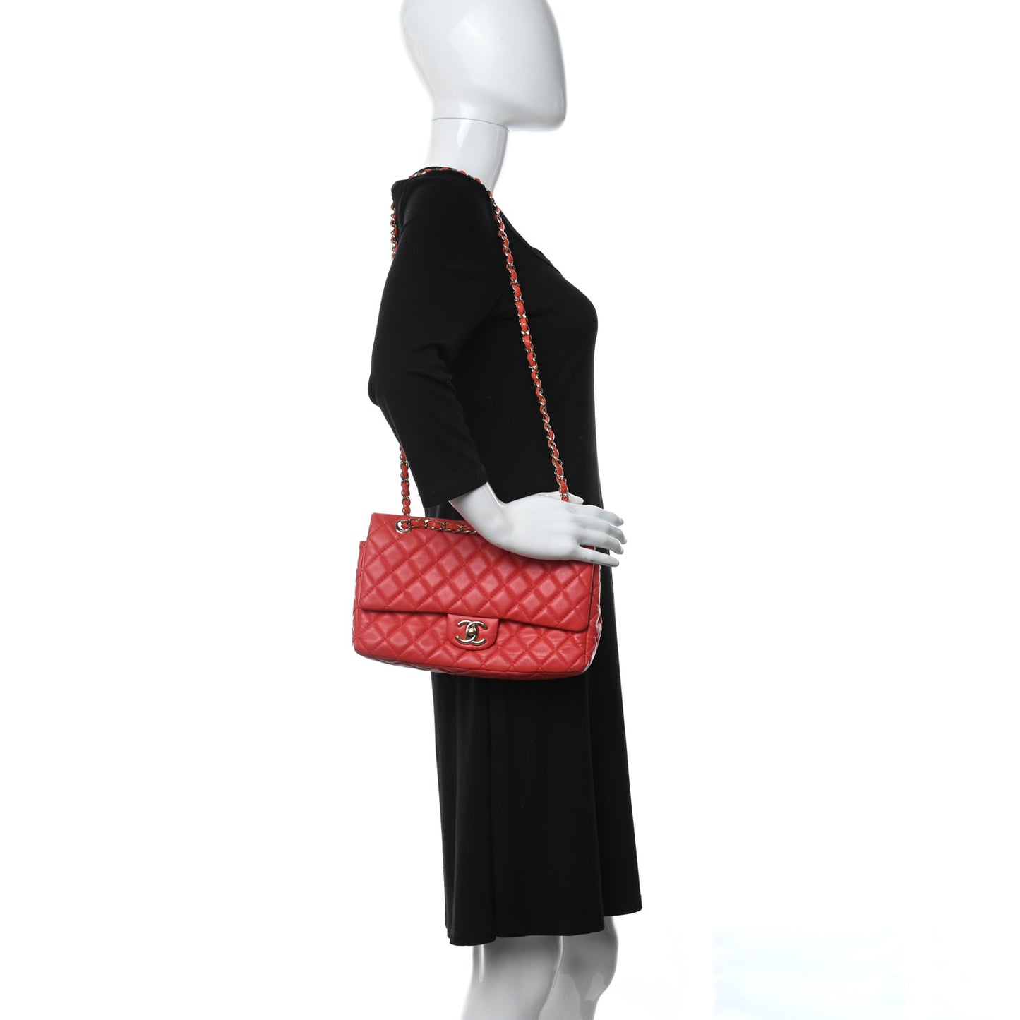 Lambskin Quilted Medium Double Flap Red