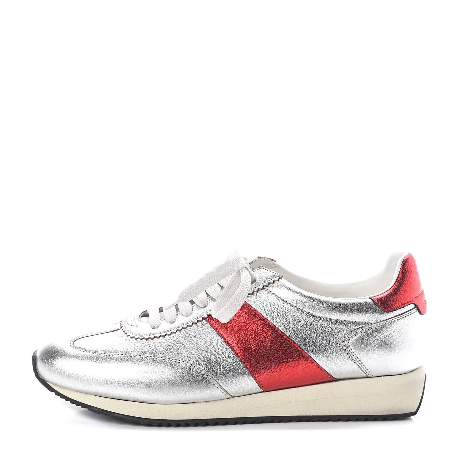 Calfskin Sneakers 40 Silver Red
