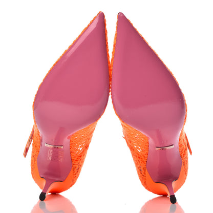 Gucci Lace Pizzo Venice Pumps 38 Orange Fluo 5 of 8