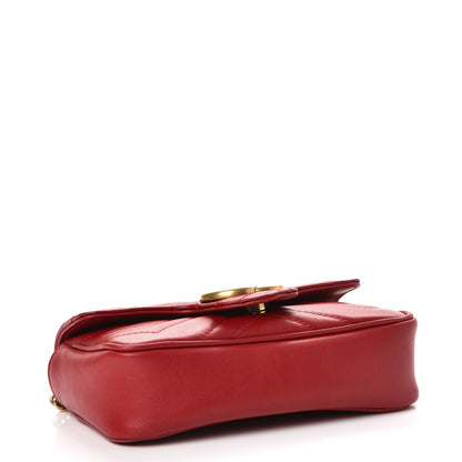 Gucci Calfskin Matelasse Super Mini GG Marmont Shoulder Bag Hibiscus Red 5 of 9