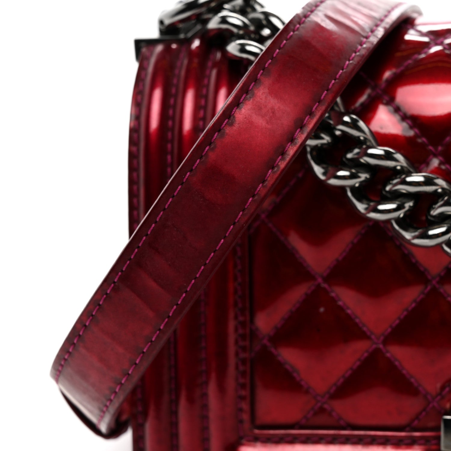 Chanel Metallic Patent Calfskin Quilted Small Boy Flap Pink 13 of 13