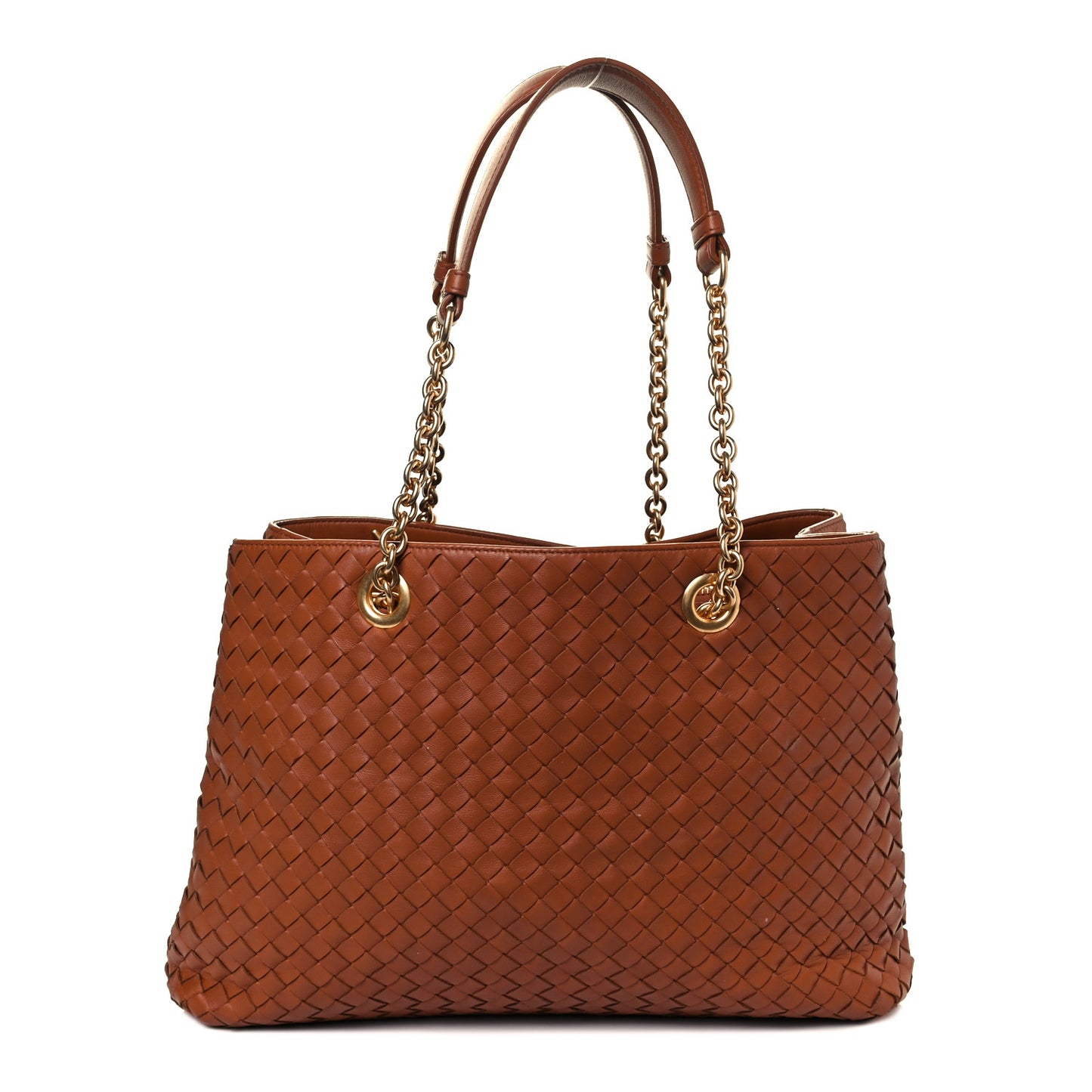 Nappa Intrecciato Medium Classic Chain Strap Tote Noce