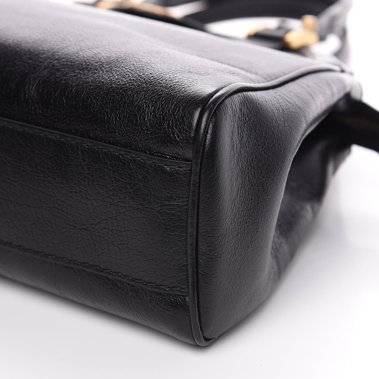 Calfskin Medium Re(Belle) Top Handle Bag Black
