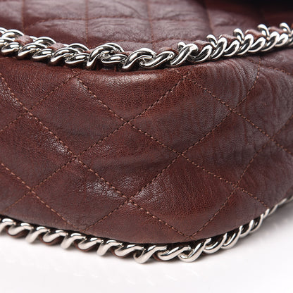 Chanel Crumpled Lambskin Quilted Maxi Chain Around Flap Dark Brown 10 of 17