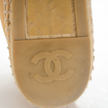 Chanel Lambskin CC Espadrilles 39 Beige Black 9 of 9