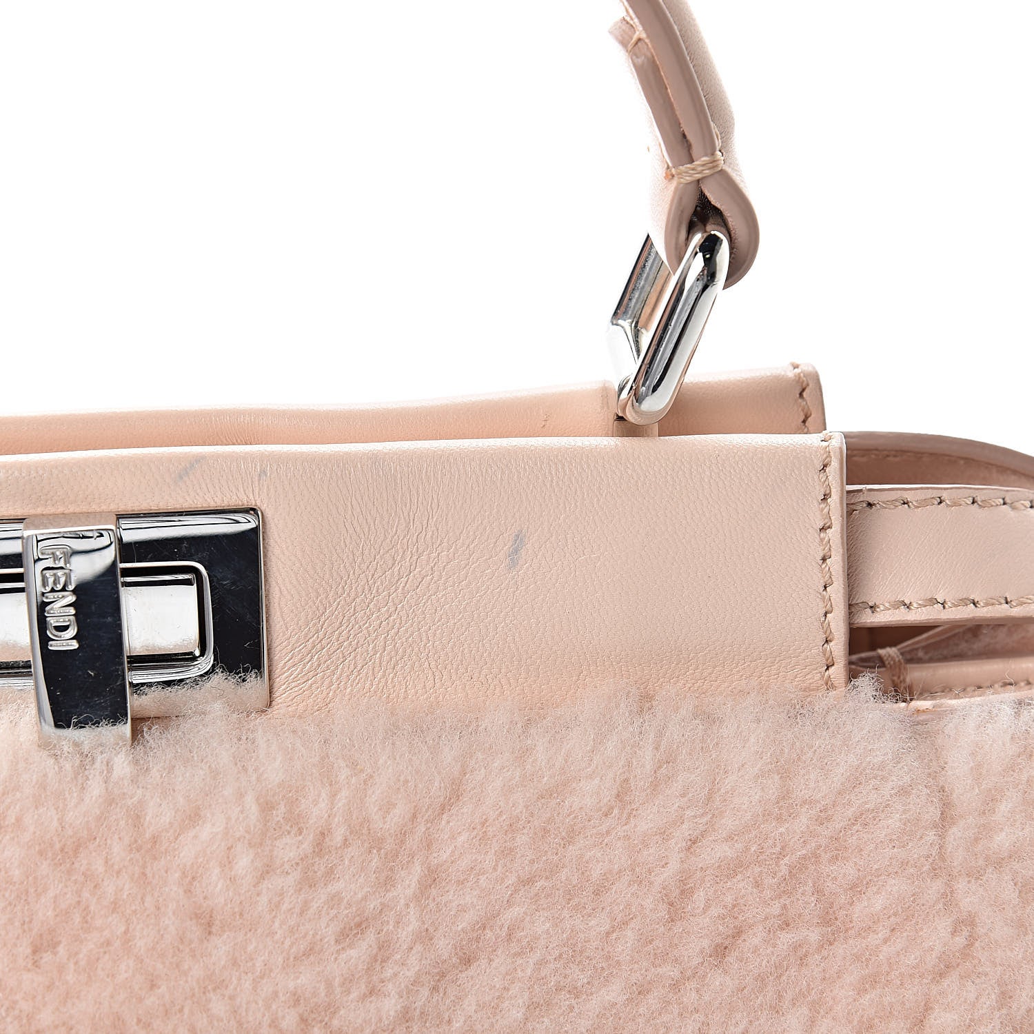 Fendi Shearling Shiny Nappa Mini Peekaboo Iconic Satchel Light Rose 12 of 15