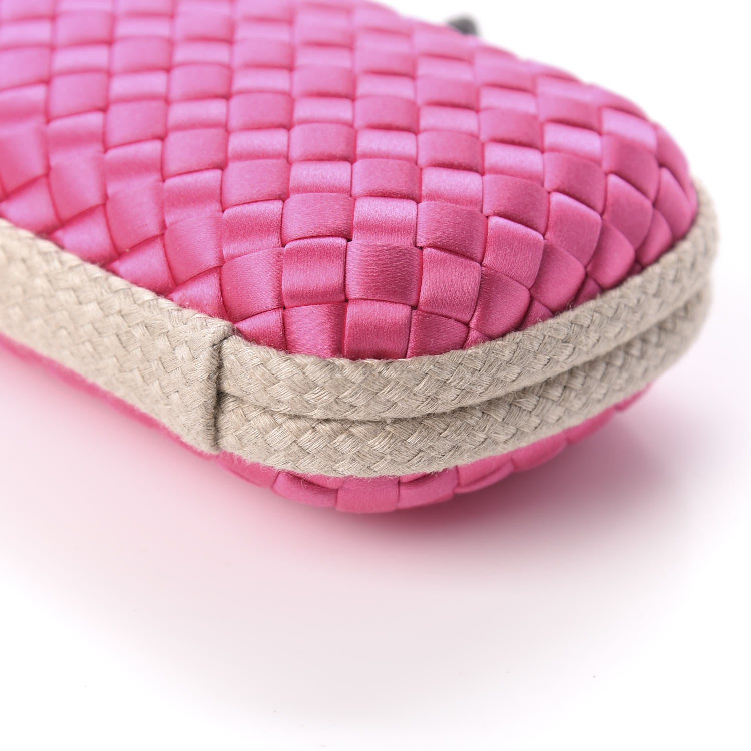 Bottega Veneta Satin Intreccio Impero Knot Clutch Rosa Shock 7 of 9
