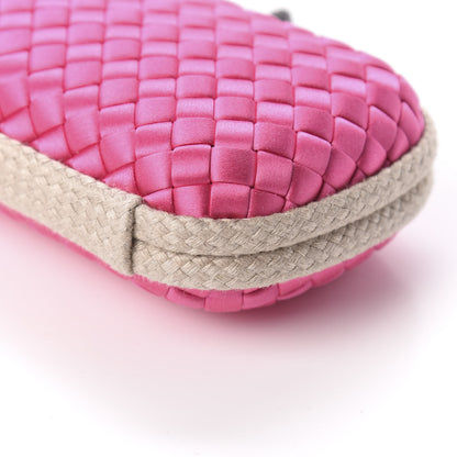 Bottega Veneta Satin Intreccio Impero Knot Clutch Rosa Shock 7 of 9