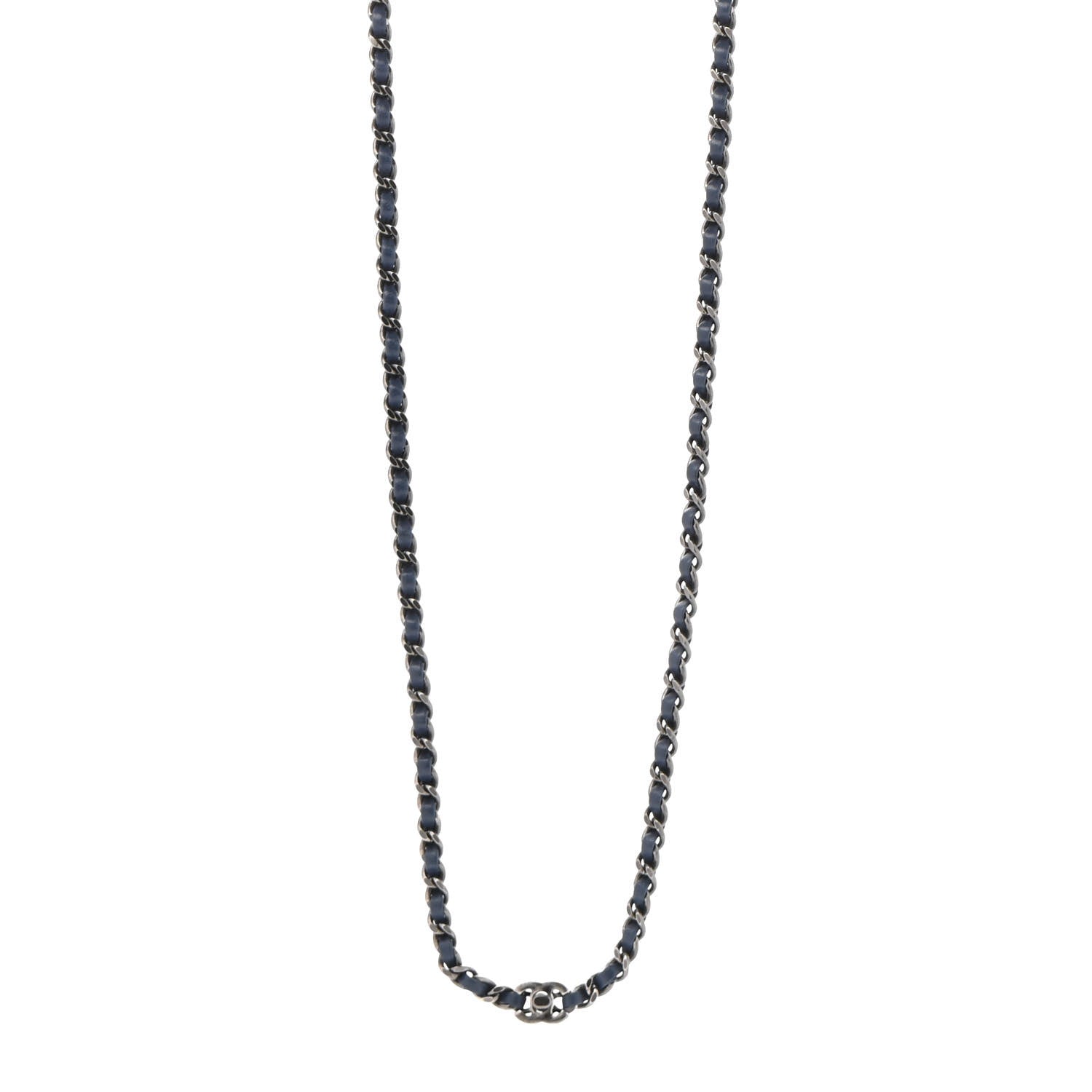 Chanel Lambskin CC Turnlock Necklace Navy Blue 1 of 5