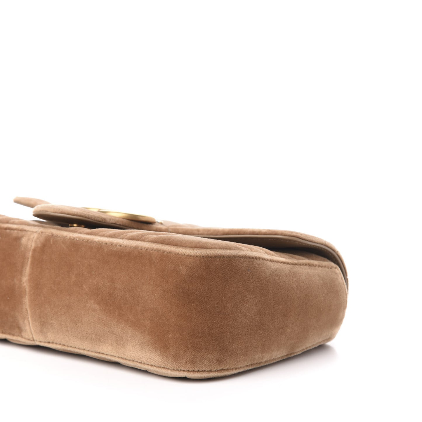Velvet Matelasse Small GG Marmont Shoulder Bag Taupe