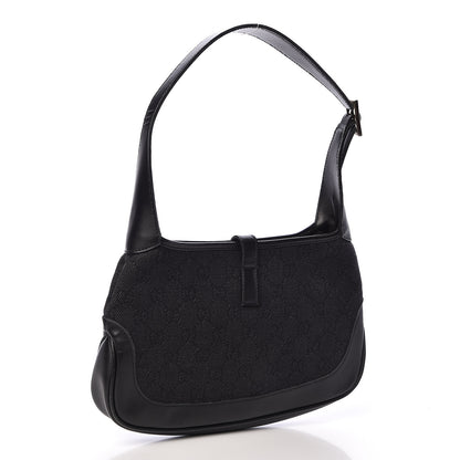 Gucci Denim Monogram Small Jackie O Hobo Black 3 of 10