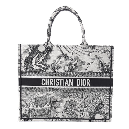 Christian Dior Canvas Embroidered Toile De Jouy Book Tote White Black 1 of 10