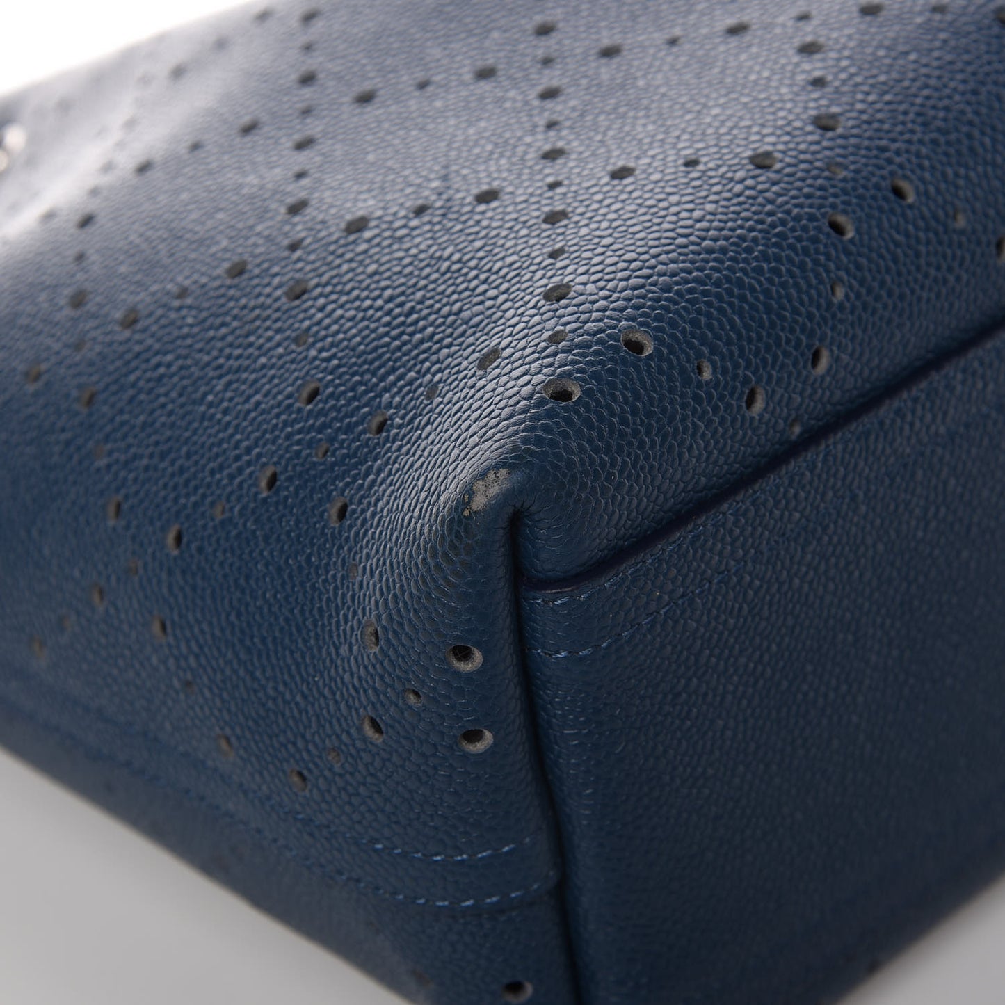 Caviar Perforated Large Drawstring CC Bag Blue