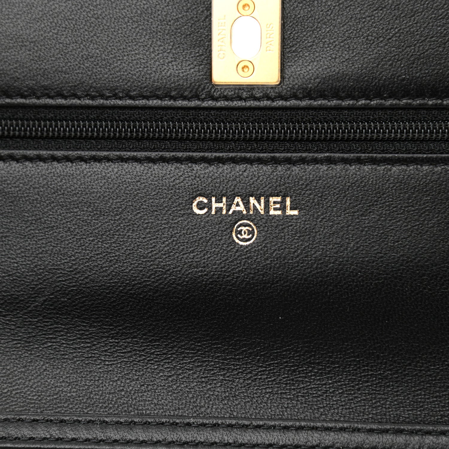 Chanel Lambskin Quilted CC Pearl Crush Wallet on Chain WOC Black 6 of 10