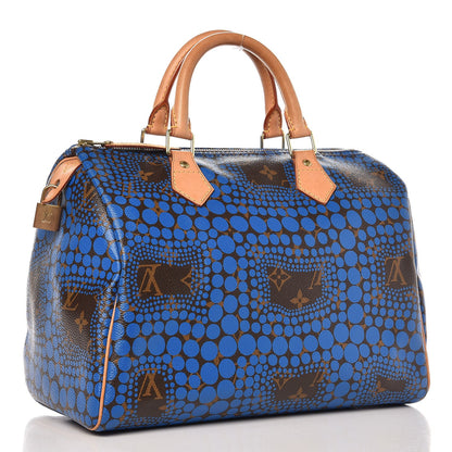 Louis Vuitton Monogram Kusama Town Speedy 30 Blue 3 of 9