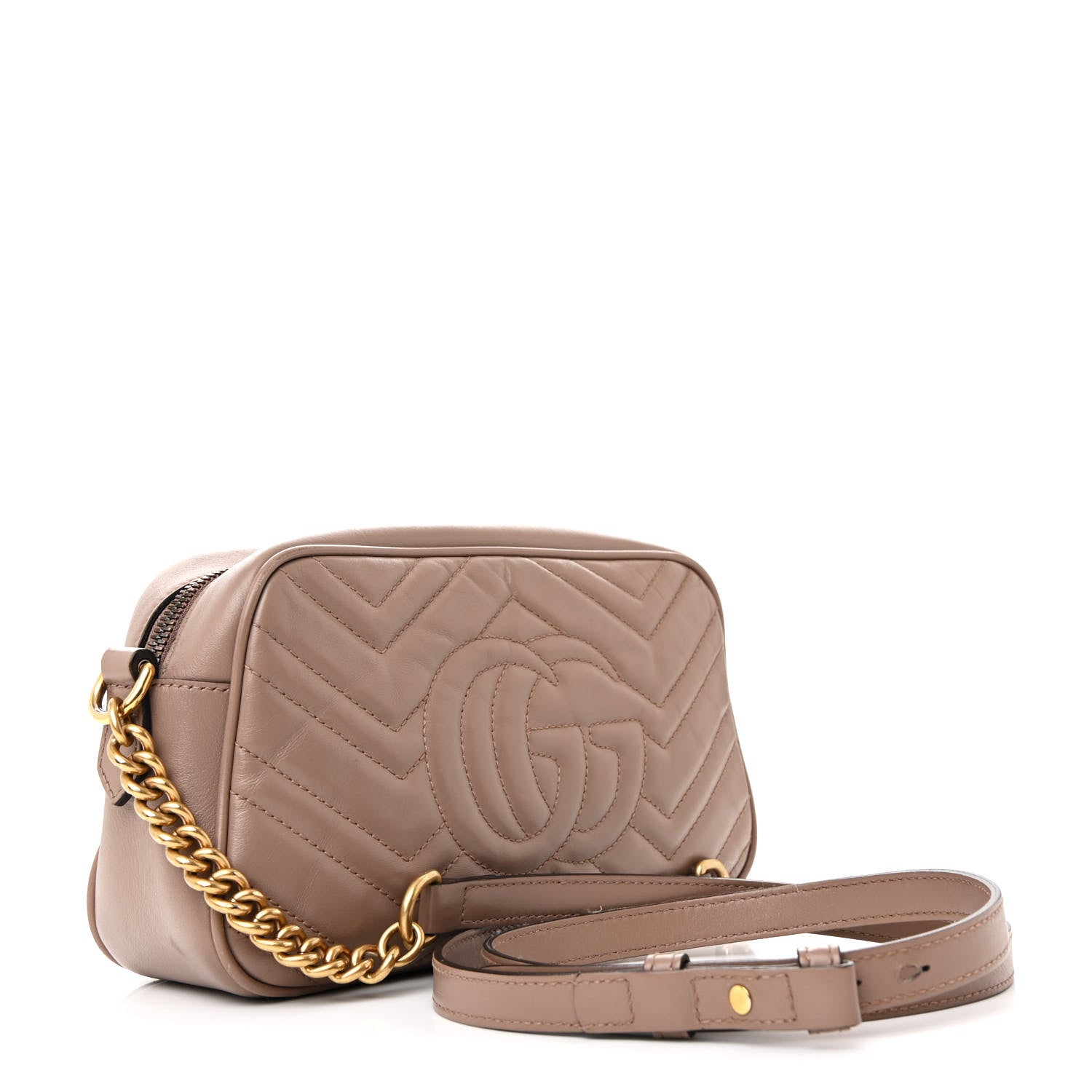 Gucci Calfskin Matelasse Small GG Marmont Chain Shoulder Bag Porcelain Rose 3 of 13