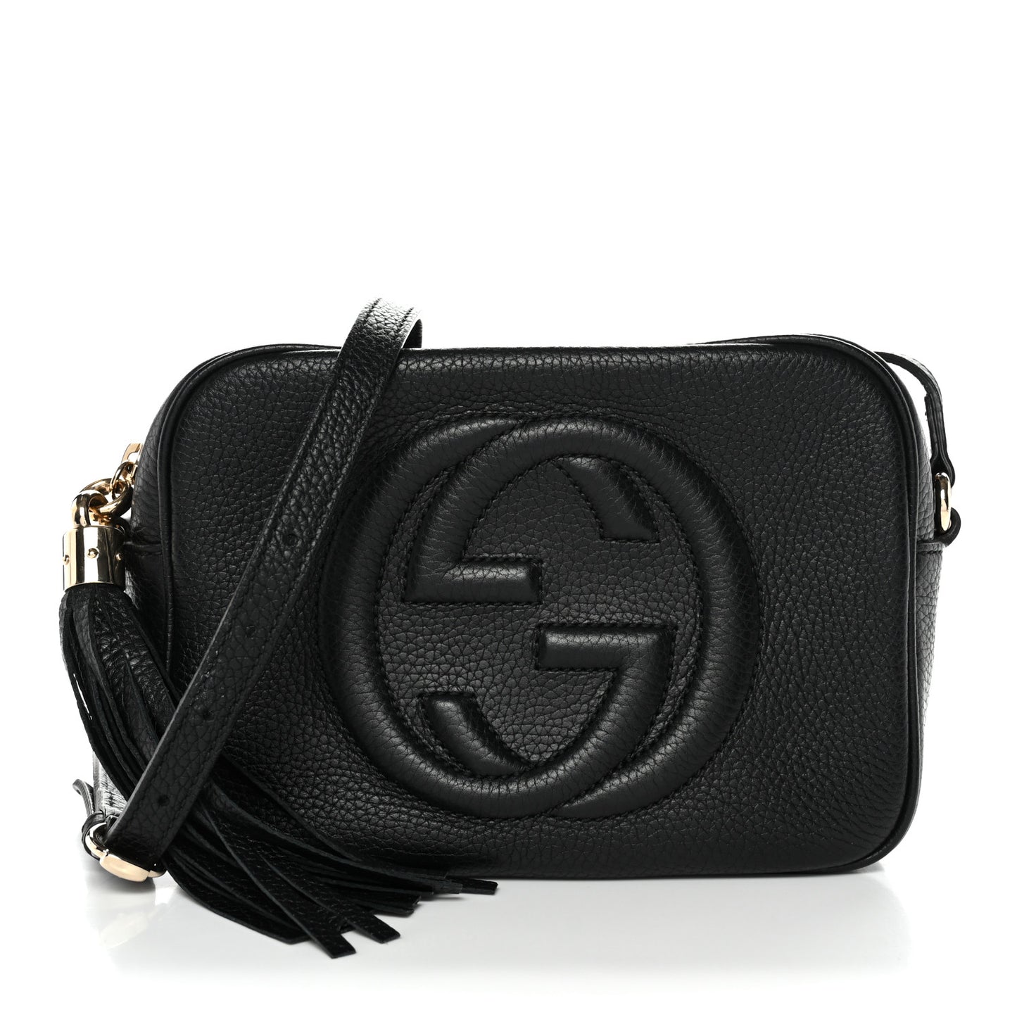 Pebbled Calfskin Small Soho Disco Bag Black