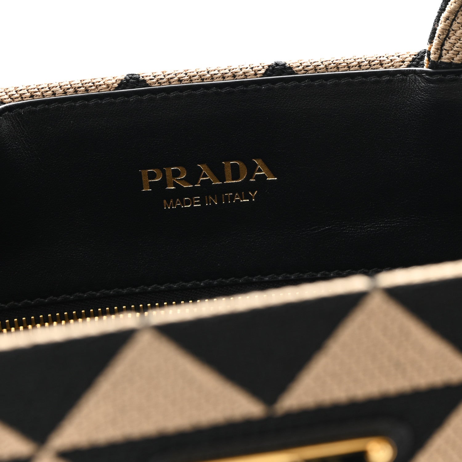 Prada Jacquard Saffiano Triangolo Symbole Embroidered Large Tote Black Corda 6 of 10