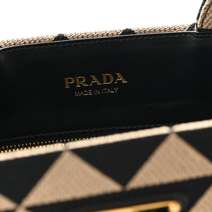 Prada Jacquard Saffiano Triangolo Symbole Embroidered Large Tote Black Corda 6 of 10