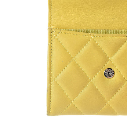 Chanel Lambskin Quilted Flap Card Holder Yellow 10 of 20