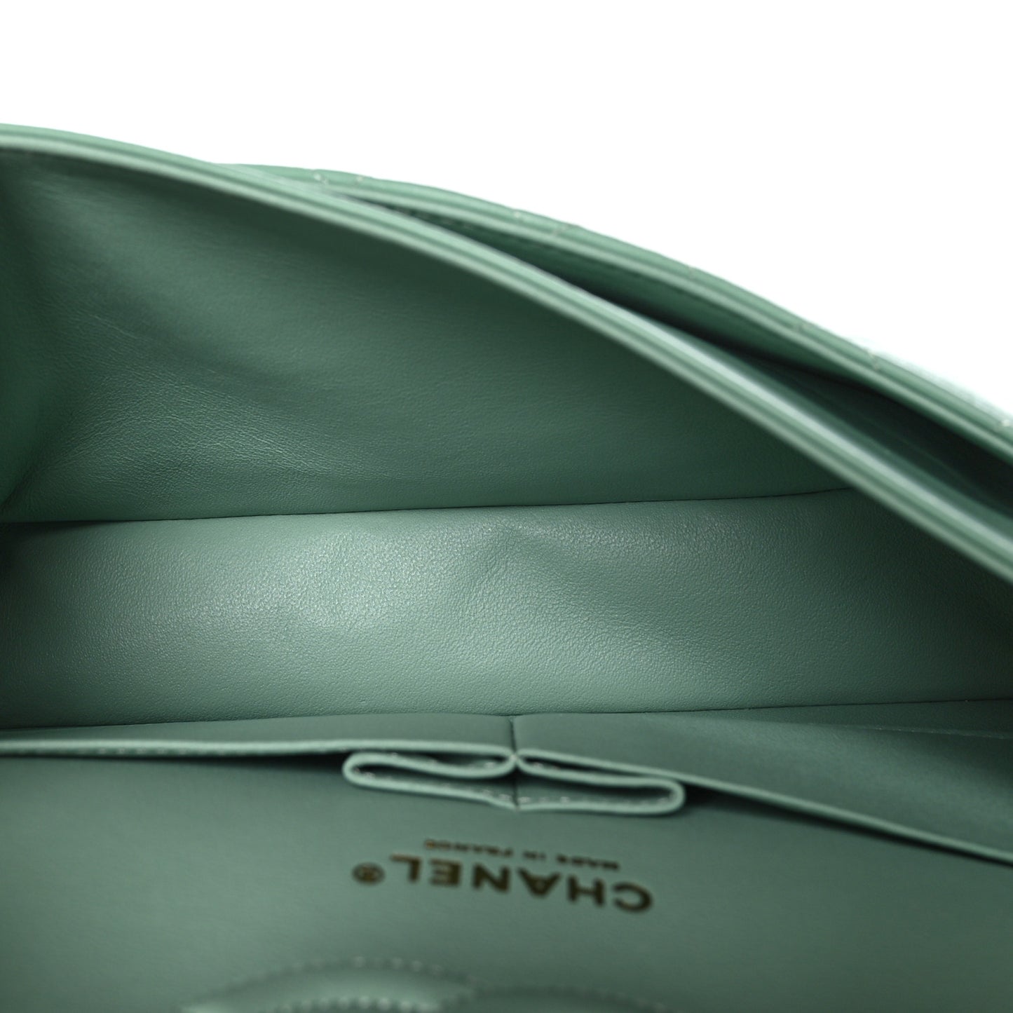 Lambskin Quilted Medium Double Flap Light Green