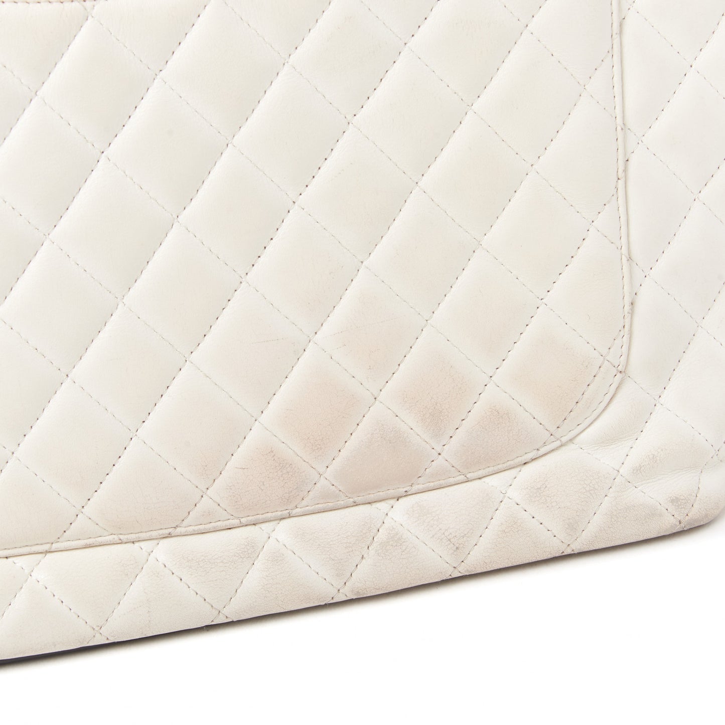 Calfskin Quilted Large Cambon Tote White Black