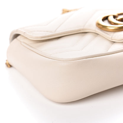 Gucci Calfskin Matelasse Super Mini GG Marmont Shoulder Bag White 9 of 12